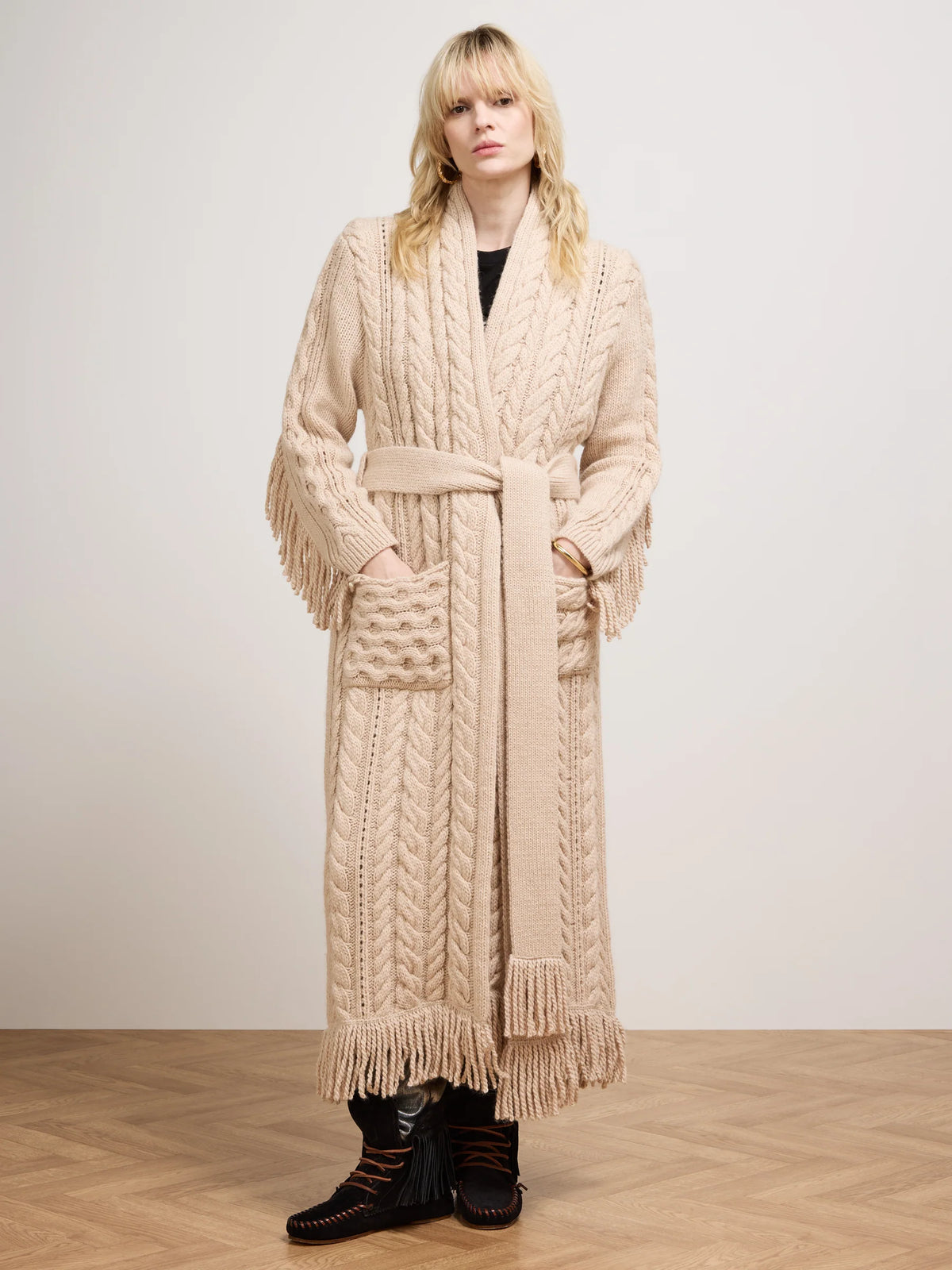 Hayley Menzies Avni long cardigan Ecru
