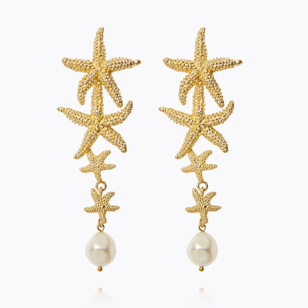 Caroline Svedbom Falling Sea Star earrings  Pearl
