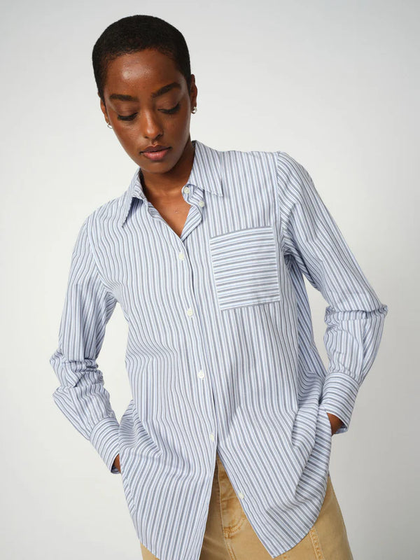 Mos Mosh Elinda Slim Stripe Shirt Brunners Blue