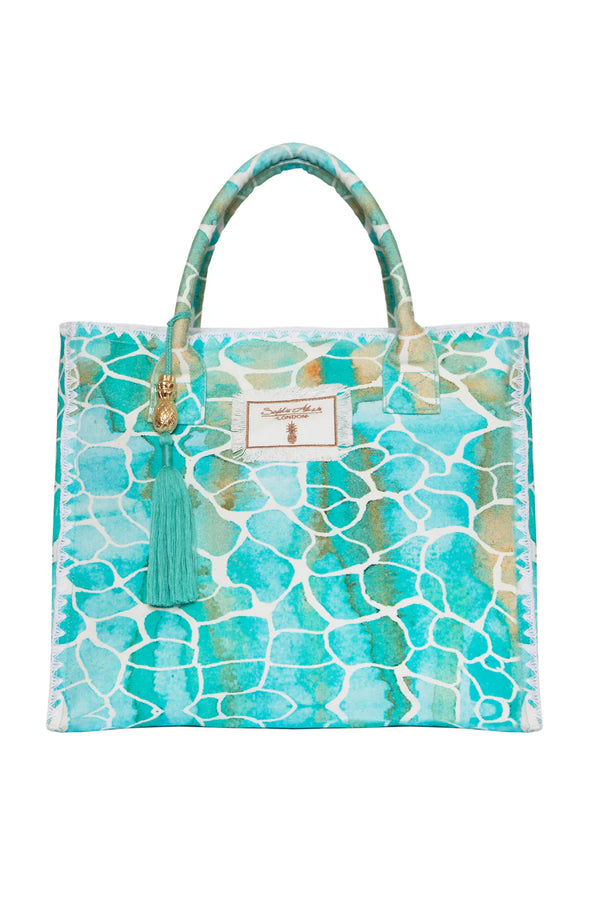 Sophia Alexia Barbados Beach Bag Aqua Pebbles