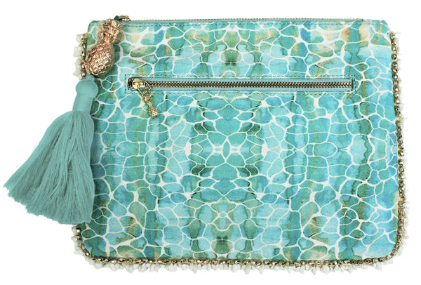 Sophia Alexia Clutch Bag Aqua Pebbles