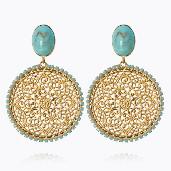 Caroline Svedbom Alexandra boho earrings Turquoise matt