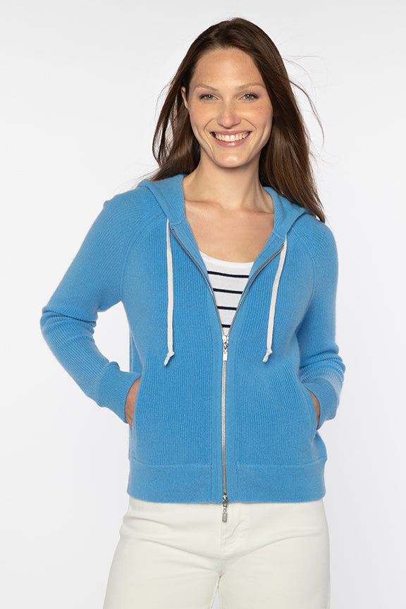 Kinross Rib zip hoodie LSSC3 111 Azure blue