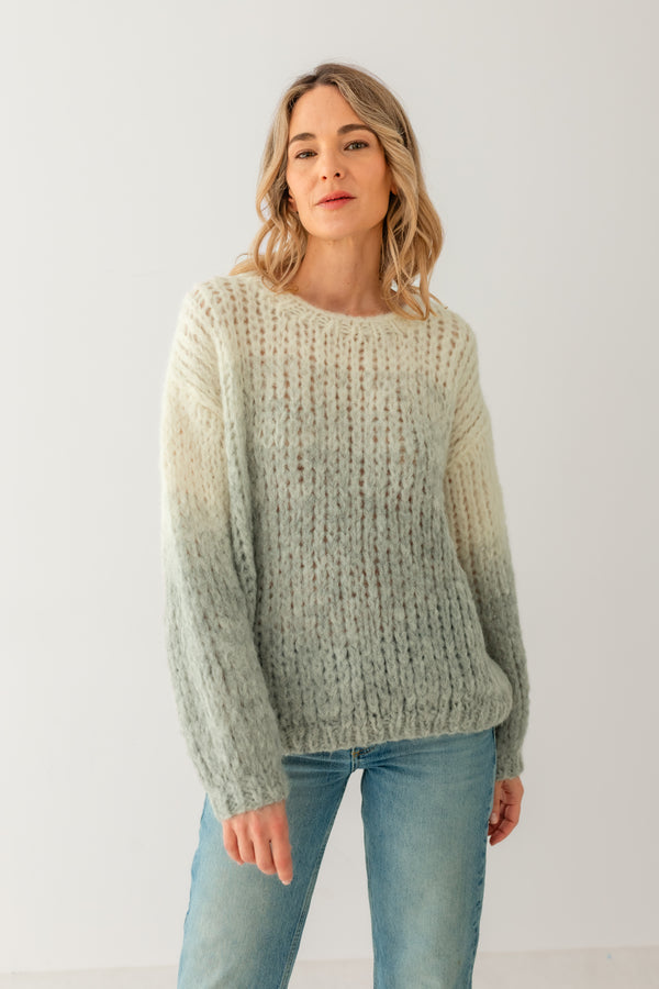 Michele and Hoven Eider Sweater White and light grey